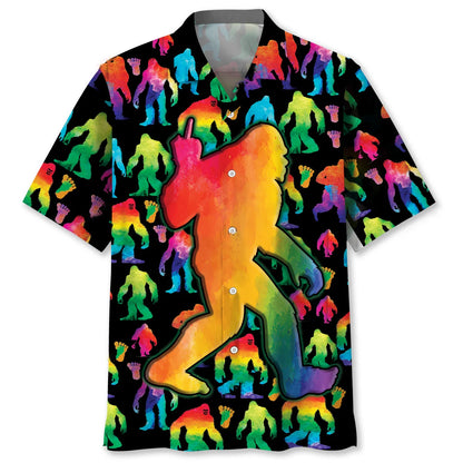 Rainbow Bigfoot Party Hawaiian Shirt, custom shirt gift for men (view 4)