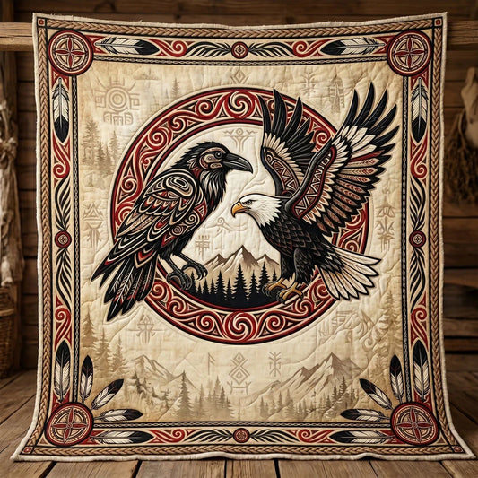 Raven And Eagle Alliance Quilt Blanket