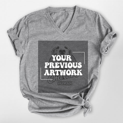 Custom Dogface V-Neck Shirt, custom pet portrait gift for pet lovers