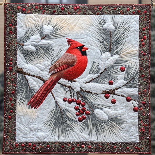 Red Cardinal Bird Quilt Blanket