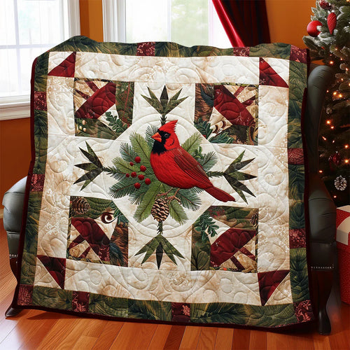 Red Cardinal Bird Quilt Blanket