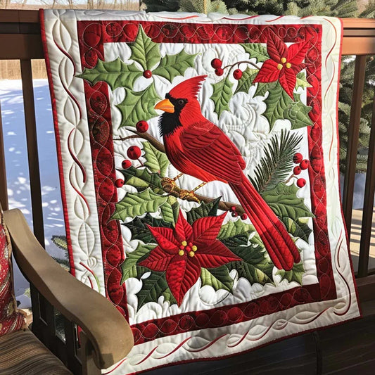 Red Cardinal Quilt Blanket - Quilted Blanket by OtterMia