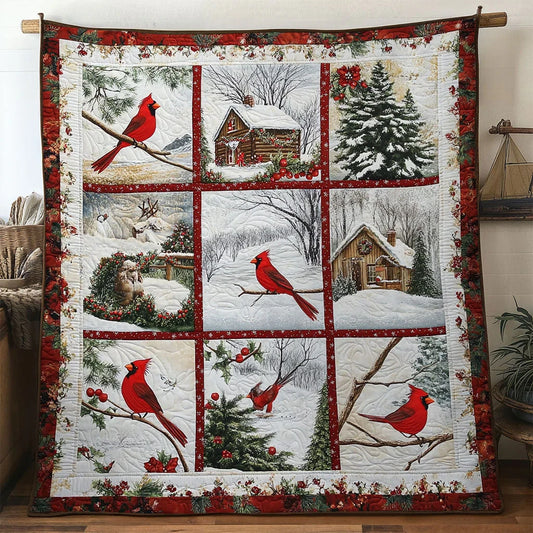 Red Joy Cardinal Quilt Blanket