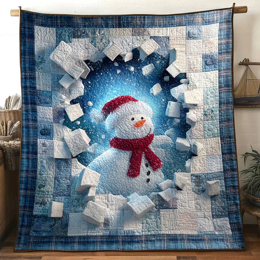 Red Scarf Snowman Quilt Blanket