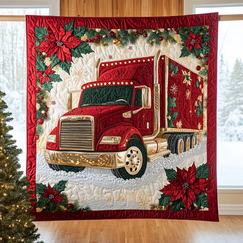 Red Truck Christmas Quilt Blanket