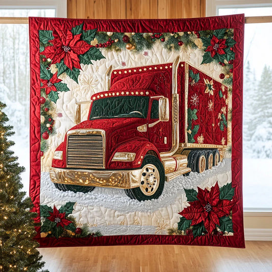 Red Truck Christmas Quilt Blanket