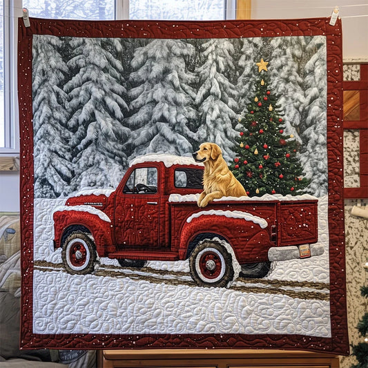 Red Truck & Golden Cheer Quilt Blanket