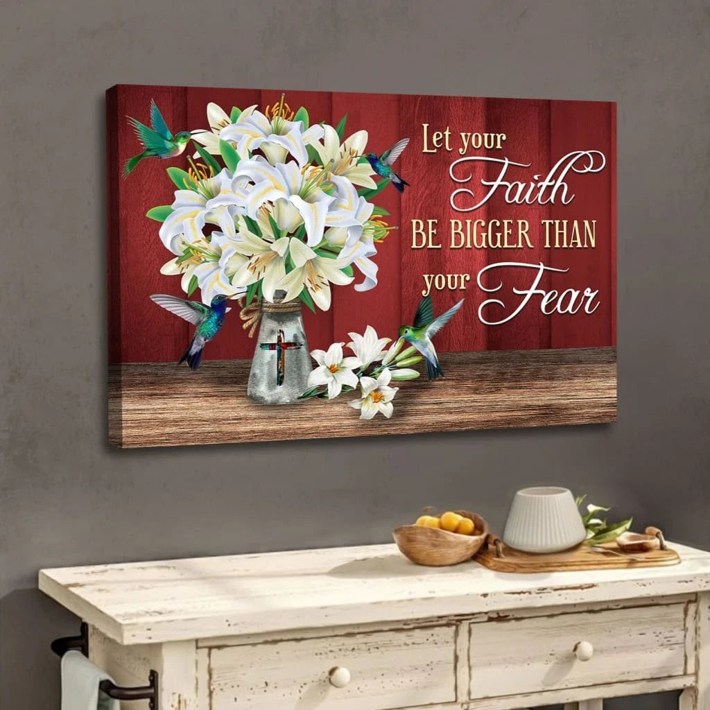 let your faith be bigger than your fear canvas christian faith wall art decor (Landscape) (view 6)