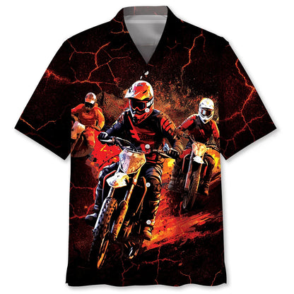 Red Dirt Bike Racing Hawaiian Shirt, custom shirt gift for men (view 2)