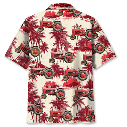Red Palm Tractor Hawaiian Shirt, custom shirt gift for men (view 4)