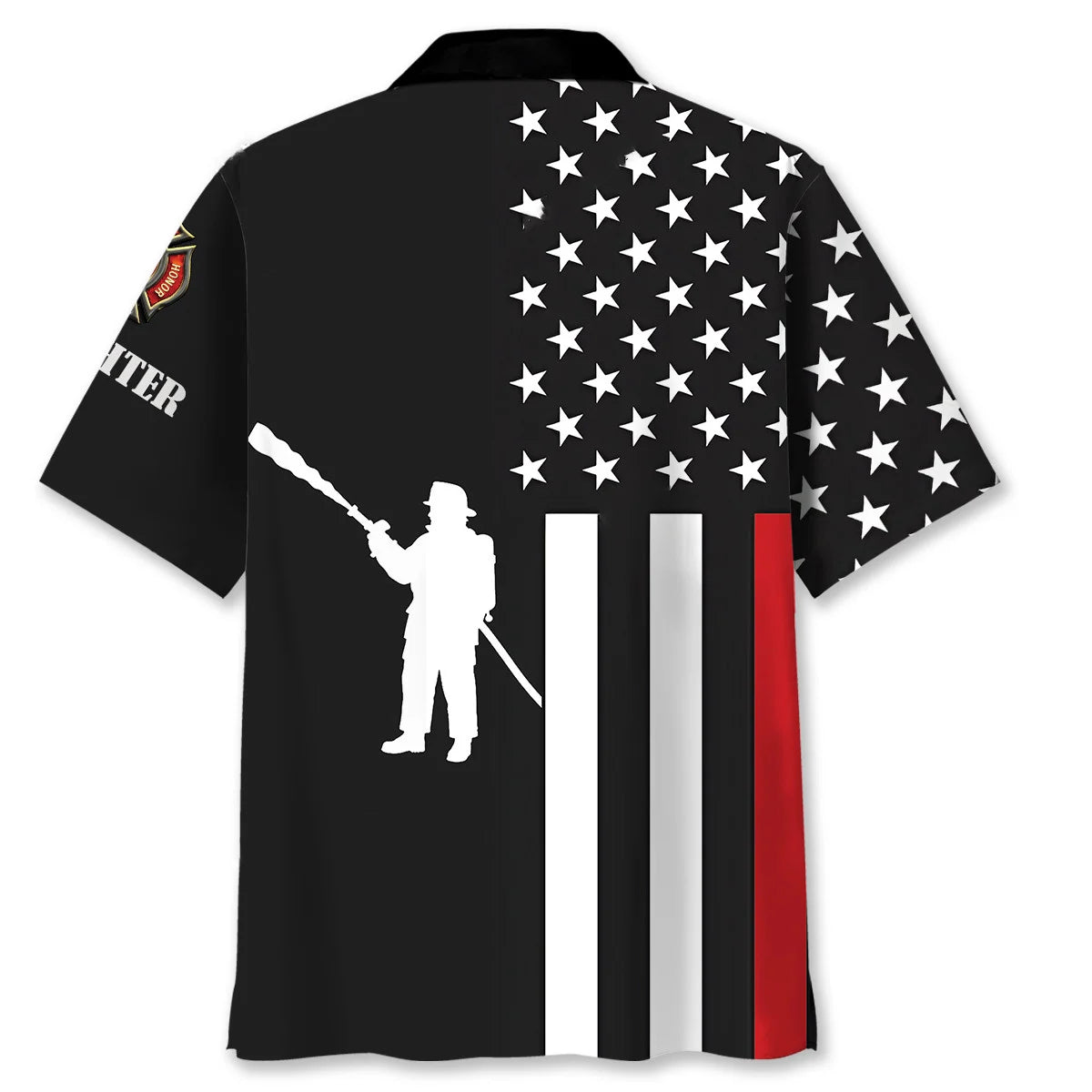 Red Thin American Flag Hawaiian Shirt, custom shirt gift for men (view 3)