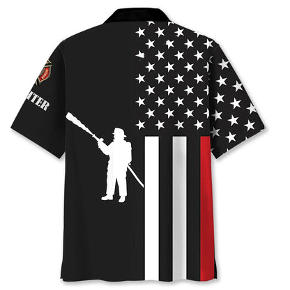 Red Thin American Flag Hawaiian Shirt, custom shirt gift for men (view 3)