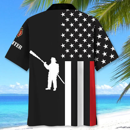 Red Thin American Flag Hawaiian Shirt, custom shirt gift for men (view 4)