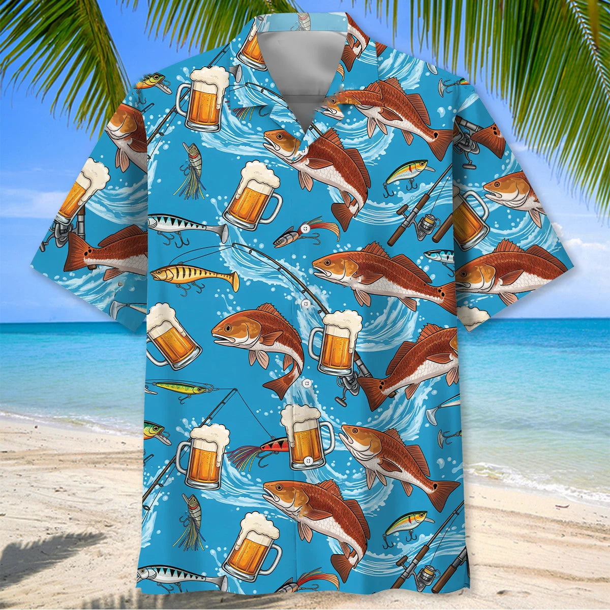 Redfish Beer Hawaiian Shirt, custom shirt gift for men (view 2)