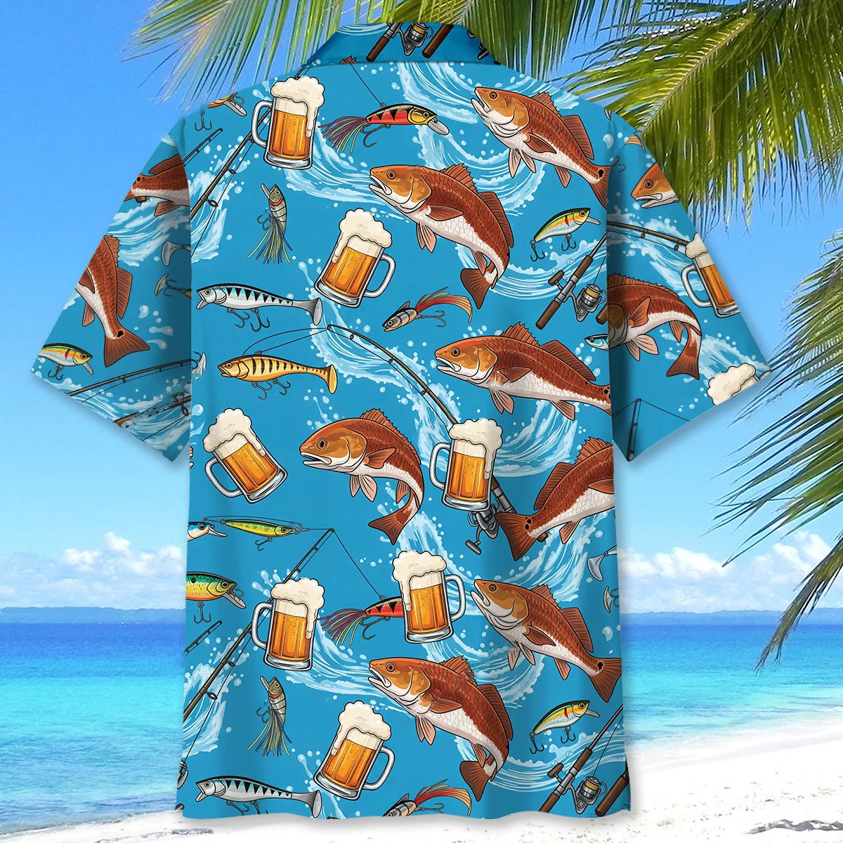 Redfish Beer Hawaiian Shirt, custom shirt gift for men (view 4)