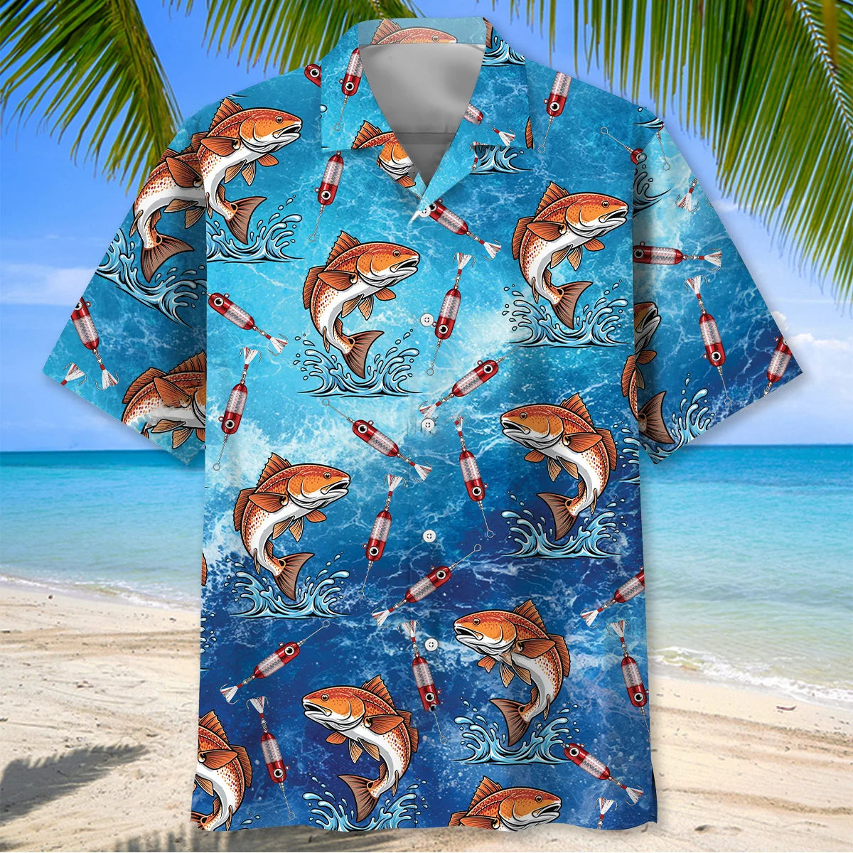 Redfish Blue Hawaiian Shirt, custom shirt gift for men (view 2)