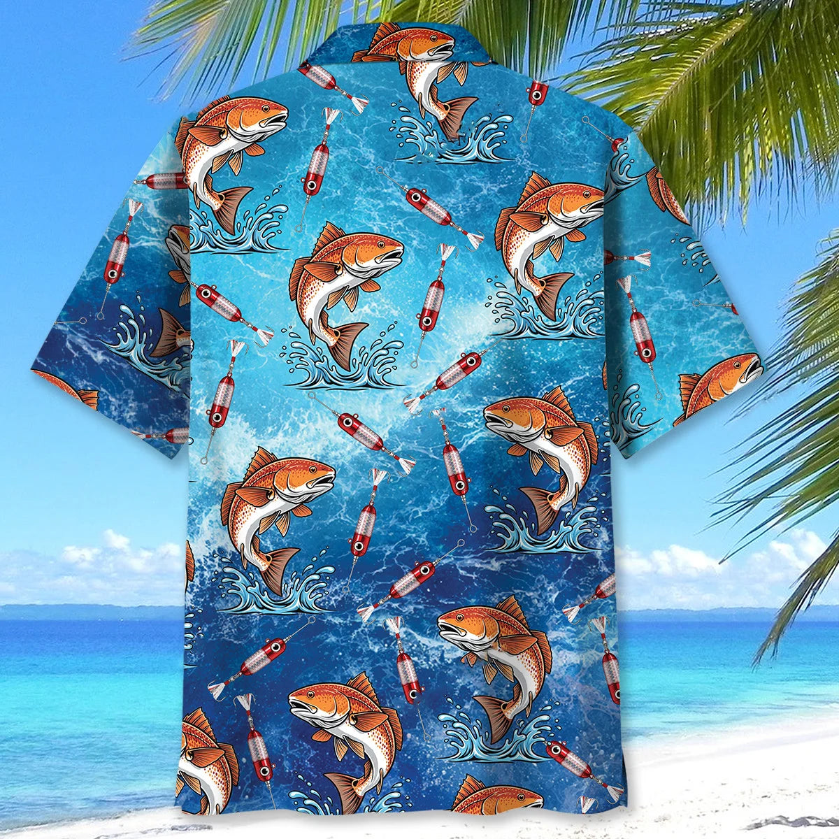 Redfish Blue Hawaiian Shirt, custom shirt gift for men (view 4)