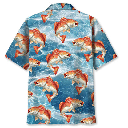 Redfish Blue Water Hawaiian Shirt, custom shirt gift for men (view 3)
