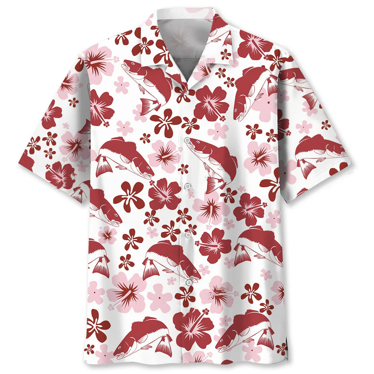 Redfish Hibiscus Hawaiian Shirt, custom shirt gift for men