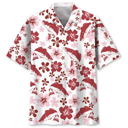 Redfish Hibiscus Hawaiian Shirt, custom shirt gift for men