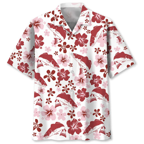 Redfish Hibiscus Hawaiian Shirt, custom shirt gift for men
