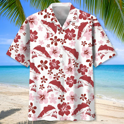 Redfish Hibiscus Hawaiian Shirt, custom shirt gift for men (view 3)