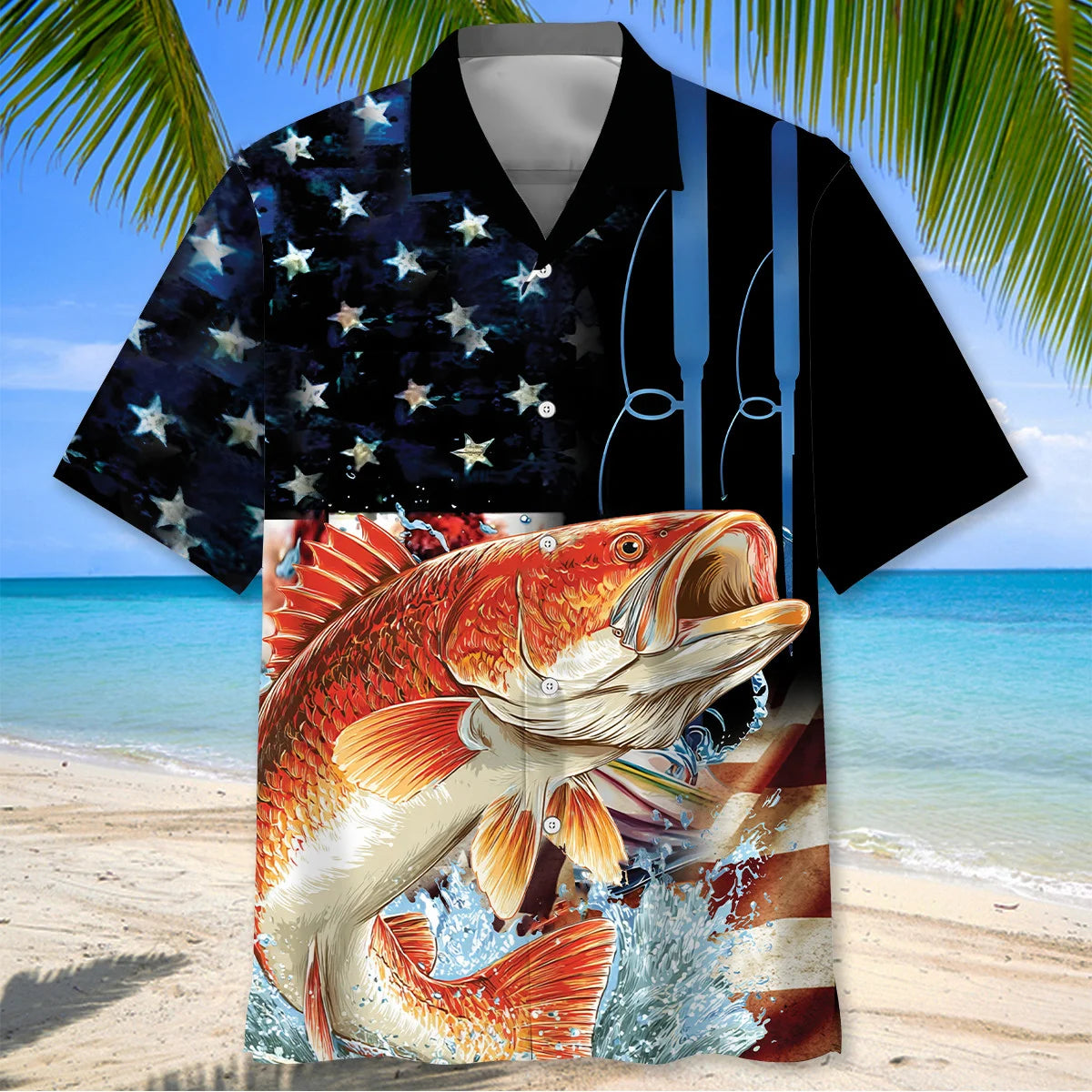 Redfish Usa Hawaiian Shirt, patriotic gift for 4th of July