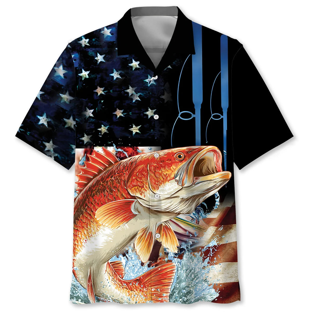 Redfish Usa Hawaiian Shirt, patriotic gift for 4th of July (view 2)