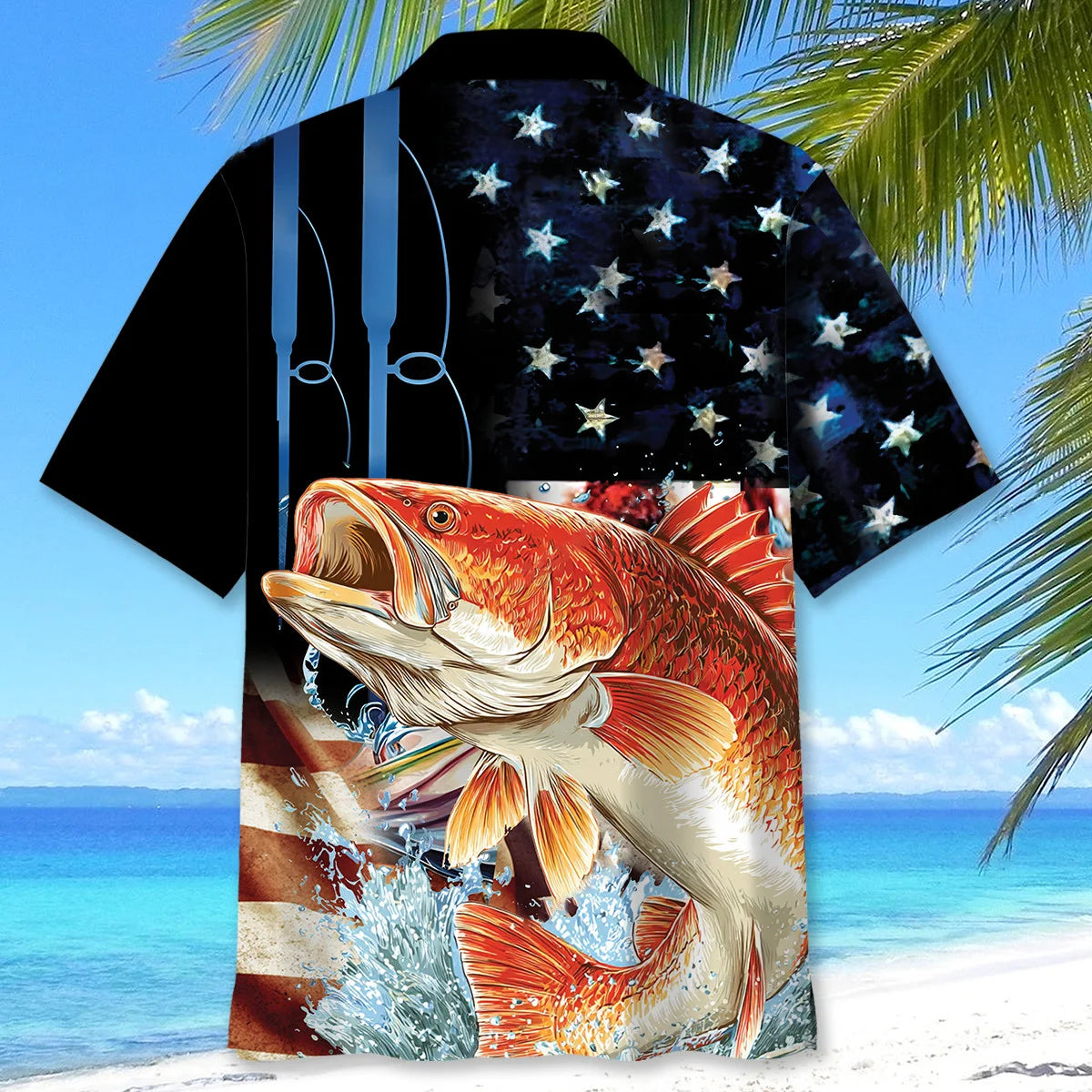 Redfish Usa Hawaiian Shirt, patriotic gift for 4th of July (view 3)