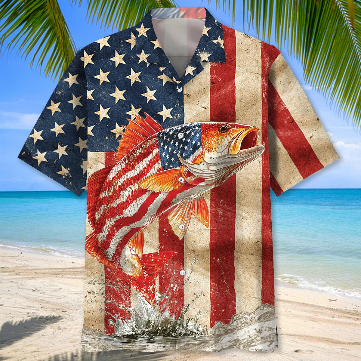 Redfish Usa Hawaiian Shirt, patriotic gift for 4th of July (view 7)