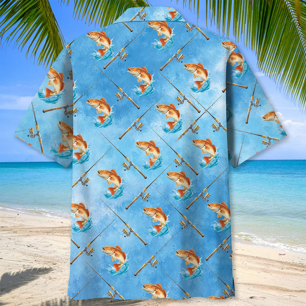 Redfish Watercolor Hawaiian Shirt, custom shirt gift for men (view 4)