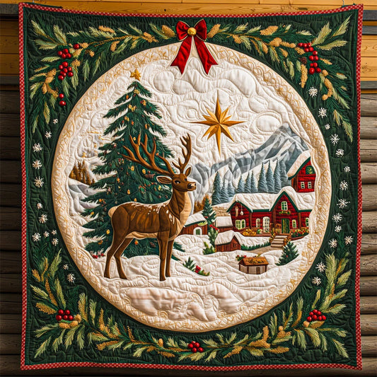 Reindeer Winter Snowglobe Quilt Blanket