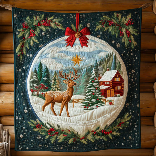 Reindeer Winter Snowglobe Quilt Blanket