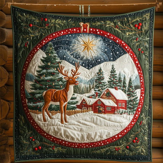 Reindeer Winter Snowglobe Quilt Blanket