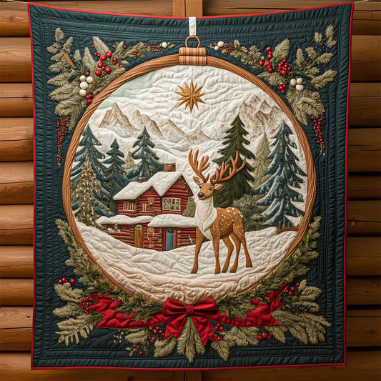 Reindeer Winter Snowglobe Quilt Blanket