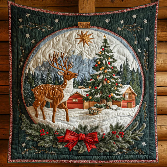 Reindeer Winter Snowglobe Quilt Blanket