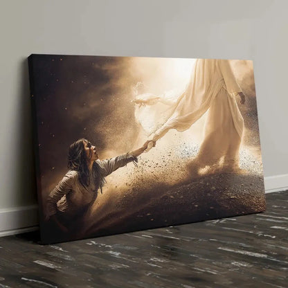 woman touches the hem of jesus garment christian wall art canvas (Landscape) (view 5)