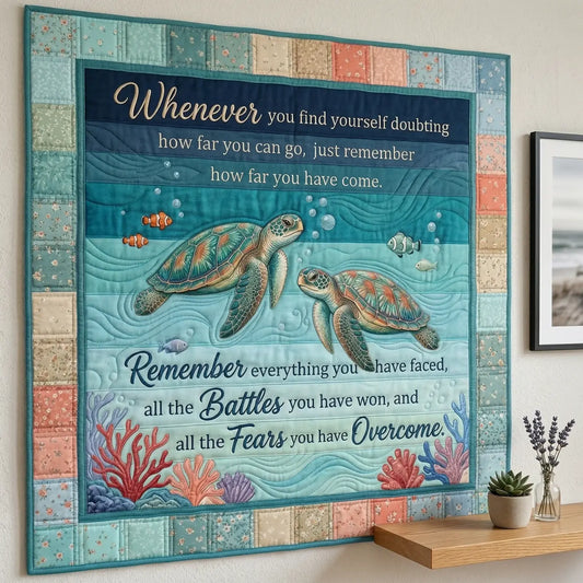 Remember Your Journey Sea Turtle Quilt Blanket