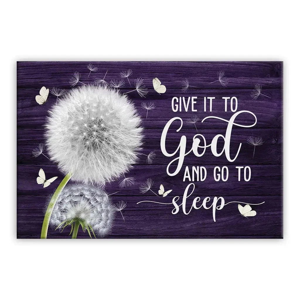 dandelion give it to god and go to sleep christian wall art canvas (Landscape) (view 12)