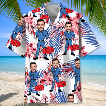 Repair Man Custom Face Hawaiian Shirt, custom shirt gift for men (view 3)