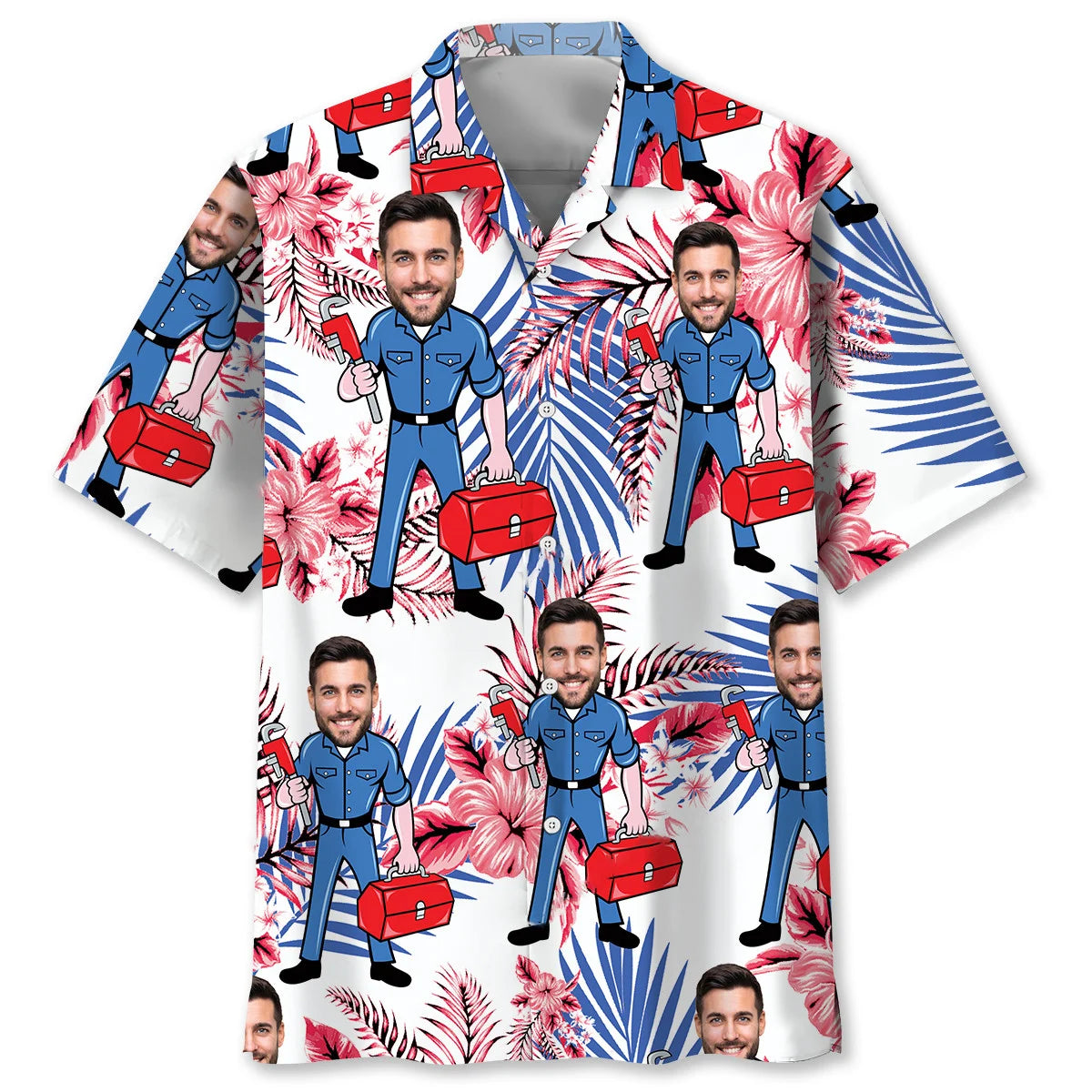 Repair Man Custom Face Hawaiian Shirt, custom shirt gift for men (view 4)
