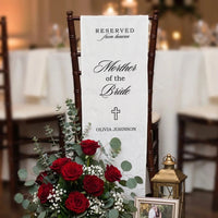 Reserved From Heaven Mother of the Bride Memorial Chair Sign Personalized Wedding Memory Seat, gentle memorial keepsake