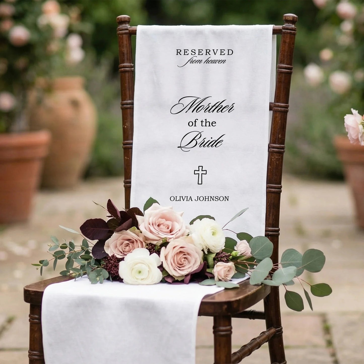 Reserved From Heaven Mother of the Bride Memorial Chair Sign Personalized Wedding Memory Seat, gentle memorial keepsake