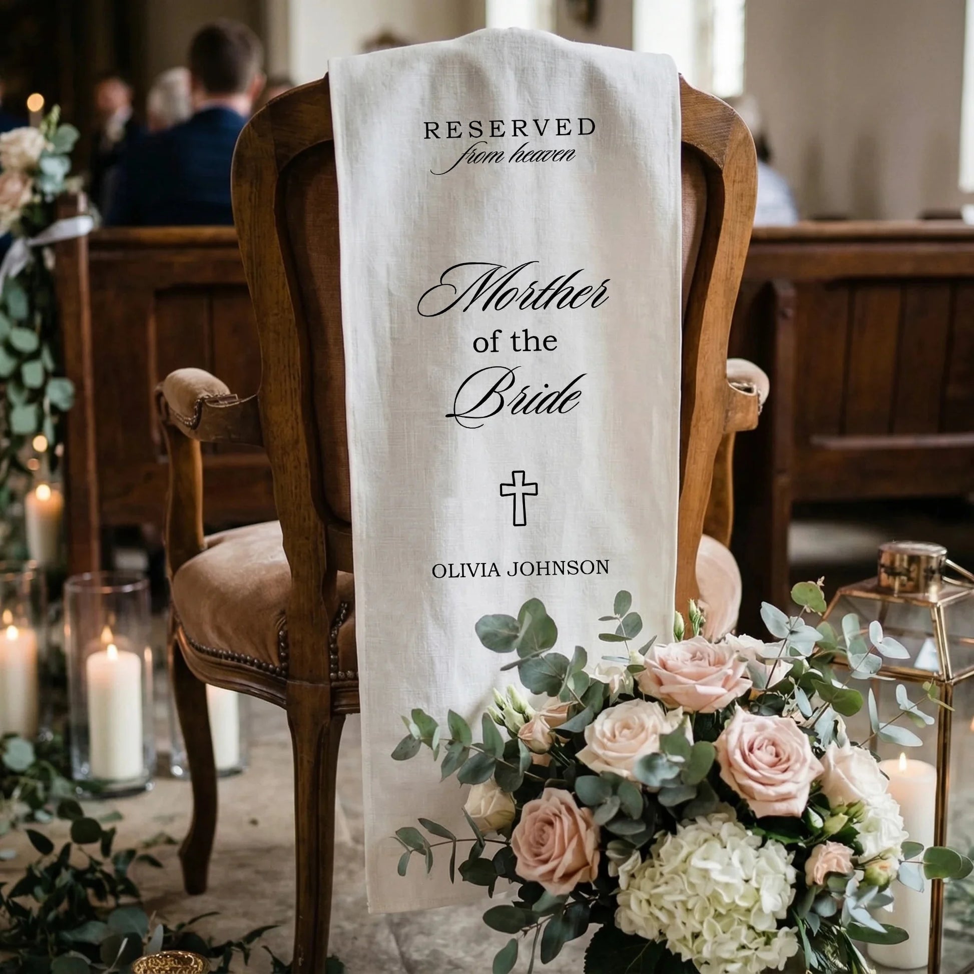 Reserved From Heaven Mother of the Bride Memorial Chair Sign Personalized Wedding Memory Seat, gentle memorial keepsake