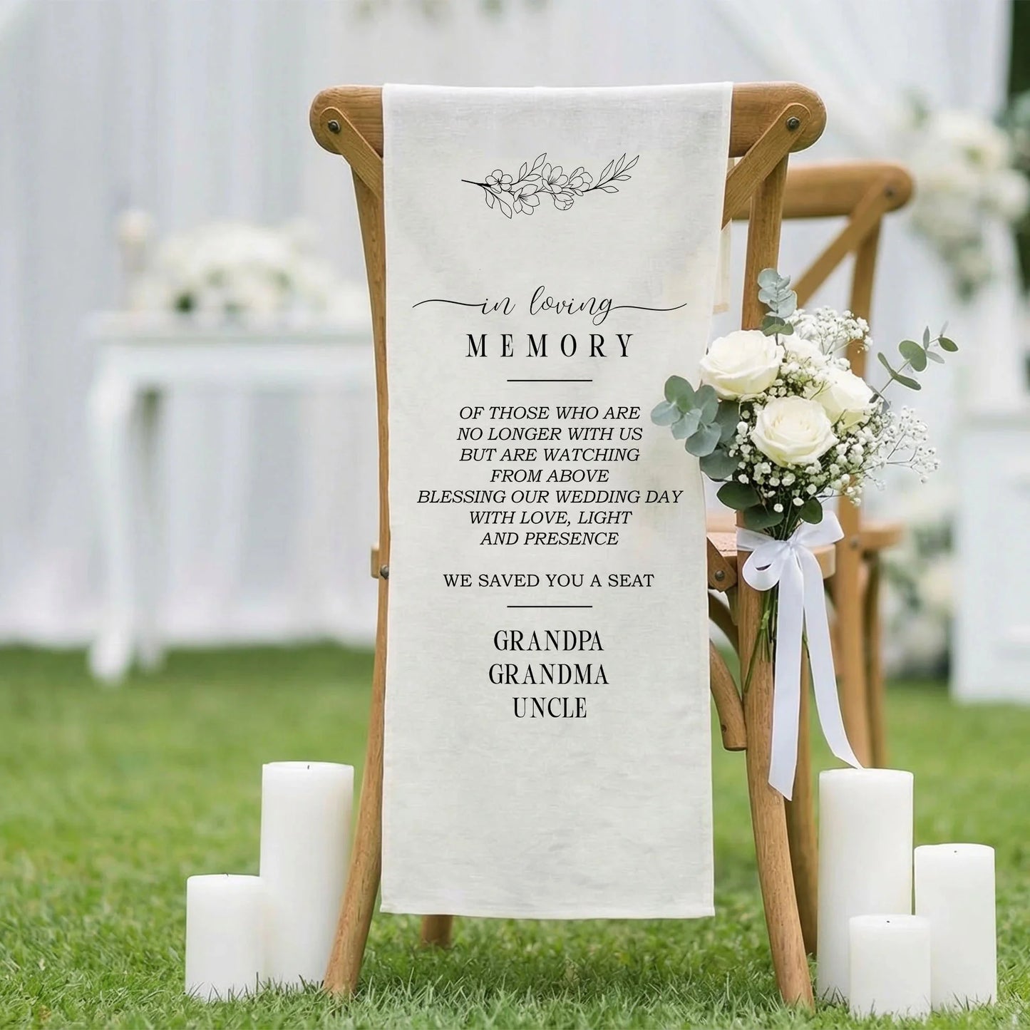 In Loving Memory Wedding Chair Sign Reserved Memorial Seat Sign Personalized Wedding Ceremony Decor, gentle memorial keepsake