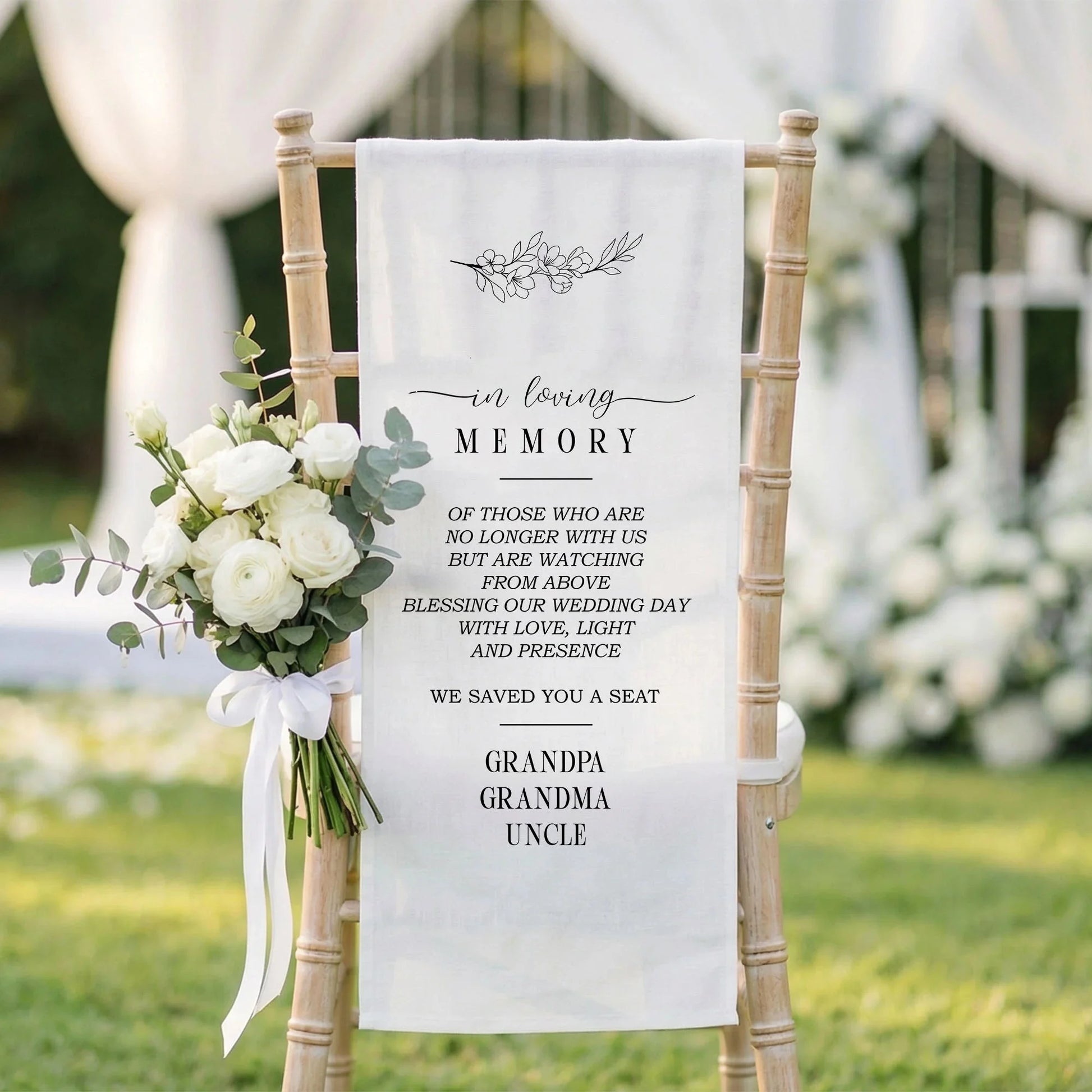 In Loving Memory Wedding Chair Sign Reserved Memorial Seat Sign Personalized Wedding Ceremony Decor, gentle memorial keepsake