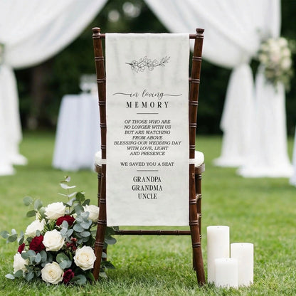 In Loving Memory Wedding Chair Sign Reserved Memorial Seat Sign Personalized Wedding Ceremony Decor, gentle memorial keepsake