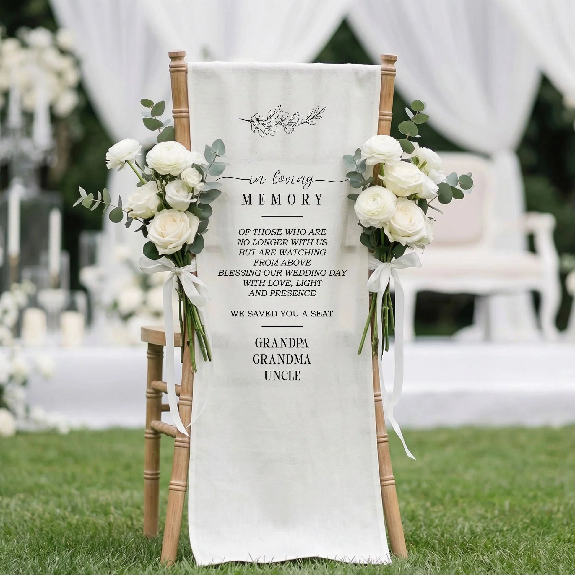 In Loving Memory Wedding Chair Sign Reserved Memorial Seat Sign Personalized Wedding Ceremony Decor, gentle memorial keepsake