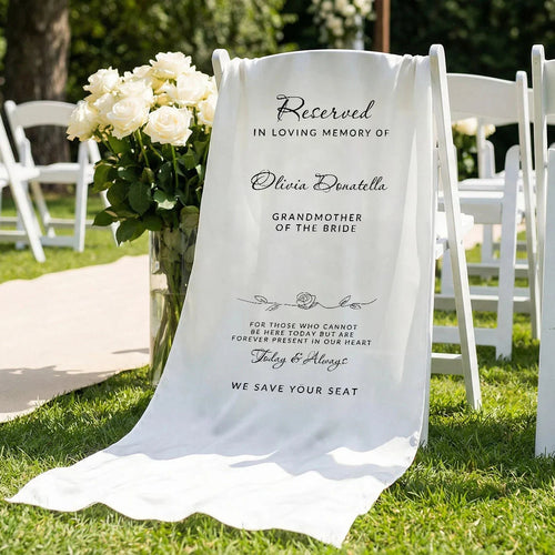 Reserved Memorial Chair Sign Personalized In Loving Memory Wedding Chair Sign Custom Name Linen Decor, gentle memorial kee...