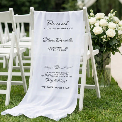 Reserved Memorial Chair Sign Personalized In Loving Memory Wedding Chair Sign Custom Name Linen Decor, gentle memorial kee...